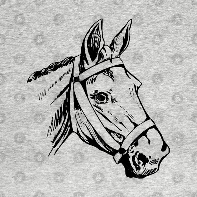 Horse Head Drawing Retro Vintage by BarryJive